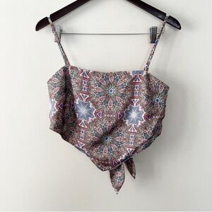 House of Harlow Pink Paisley Bandana Tie Back Tank Top Size Small NWOT Cropped